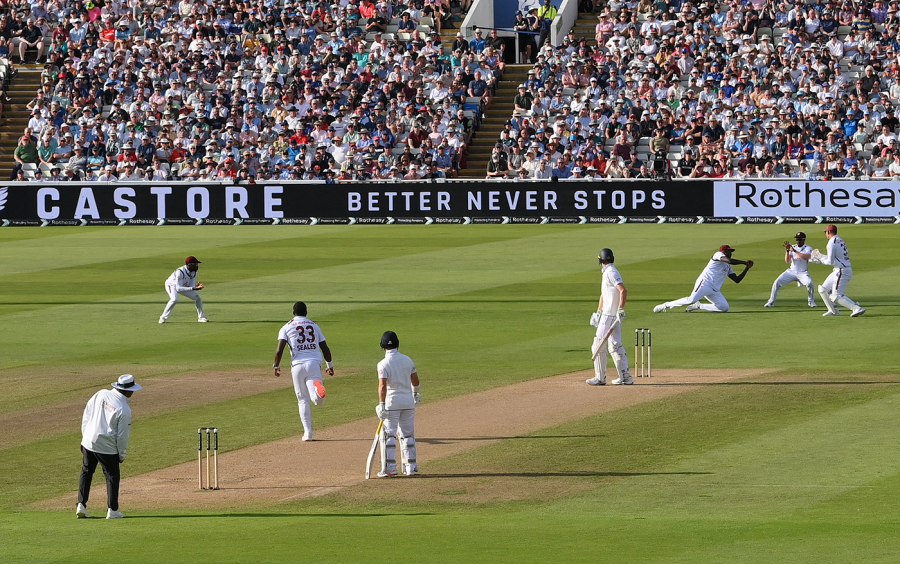 Seales gets Zak Crawley to nick one to Jason Holder at slip at Edgbaston in 2024