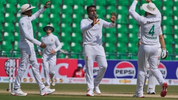 Muthusamy’s six skittles Pakistan for 378 despite Agha 93