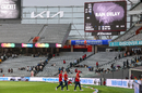 The players leave the field after three balls at Auckland, Auckland, New Zealand vs England, 3rd T20I, Auckland, October 23, 2025