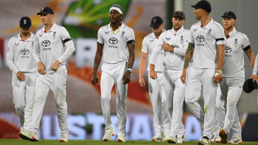 England's players walk off at the Gabba