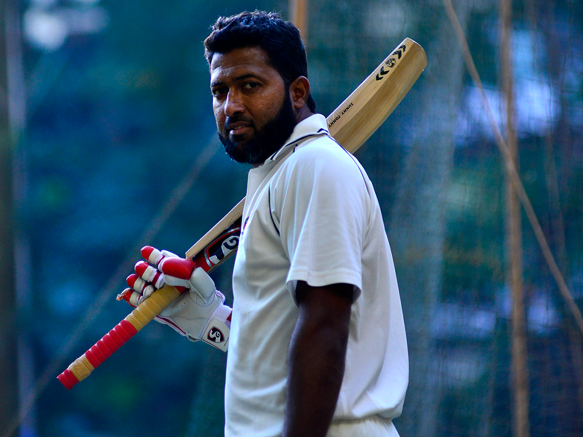Wasim Jaffer poses in the nets