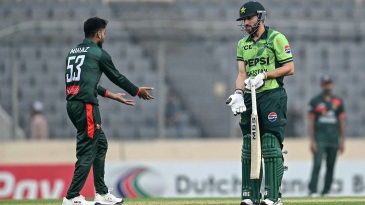 Agha left fuming after unusual run-out by Mehidy in second ODI