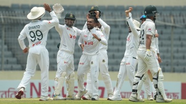 Mehidy, Taskin run through Pakistan middle order after Awais’ debut century