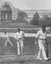 W G Grace finishes a practice session at London County's Crystal Palace ground, 1902