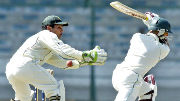 Hashim Amla is beaten by the spin